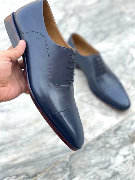 navy blue leather shoes men